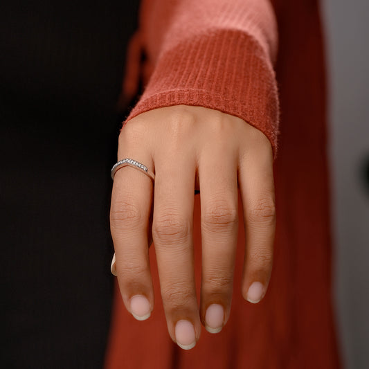 10K Gold Chevron Anniversary Diamond Band, Stackable Band