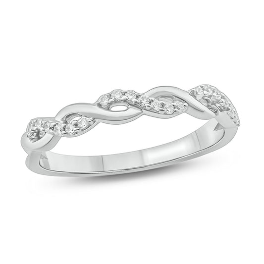 Swirl Diamond Stackable Anniversary Band in 925 Sterling Silver