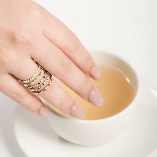 14K Gold Round & Baguette Emerald & Diamond Anniversary Band