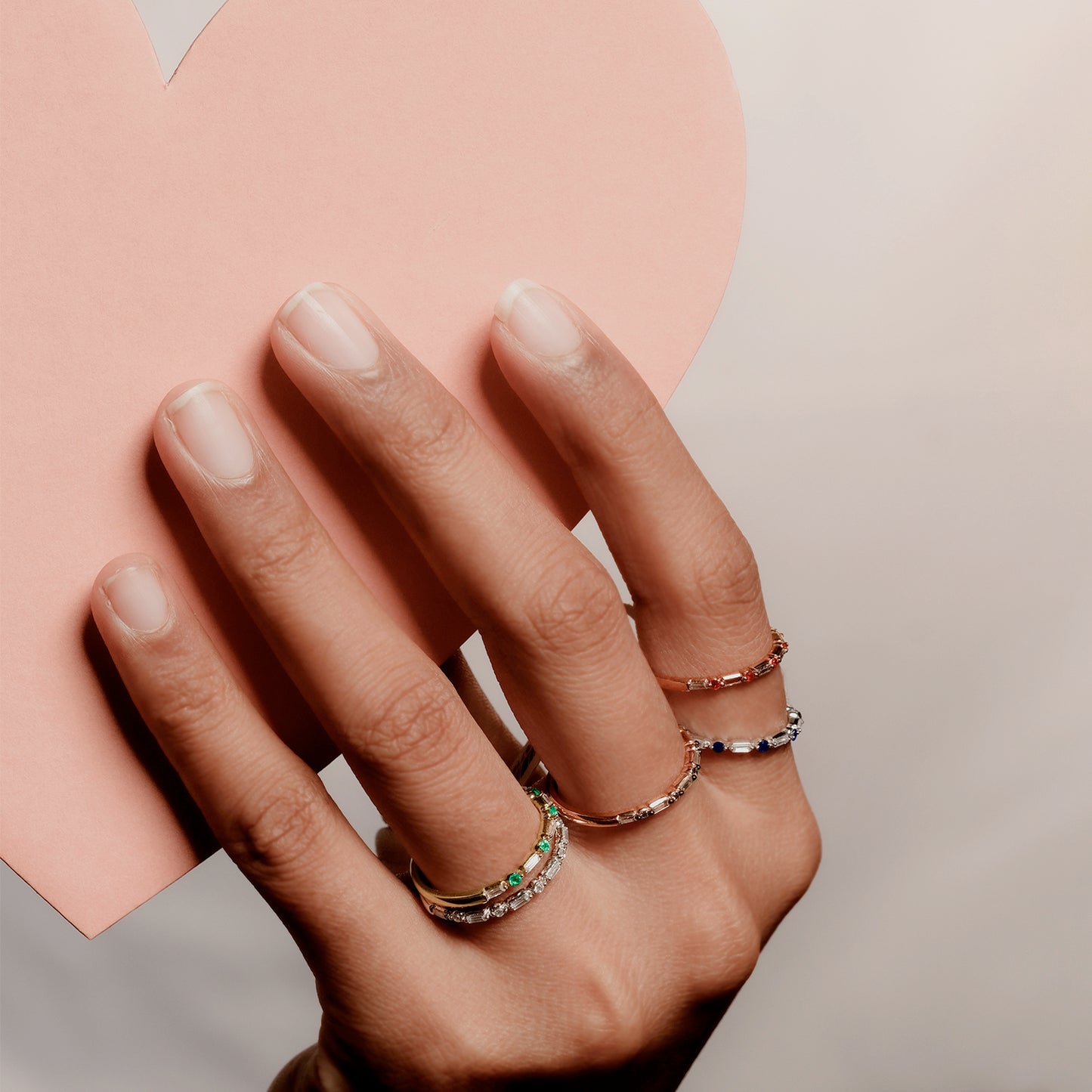 14K Gold Round & Baguette Diamond Anniversary Band