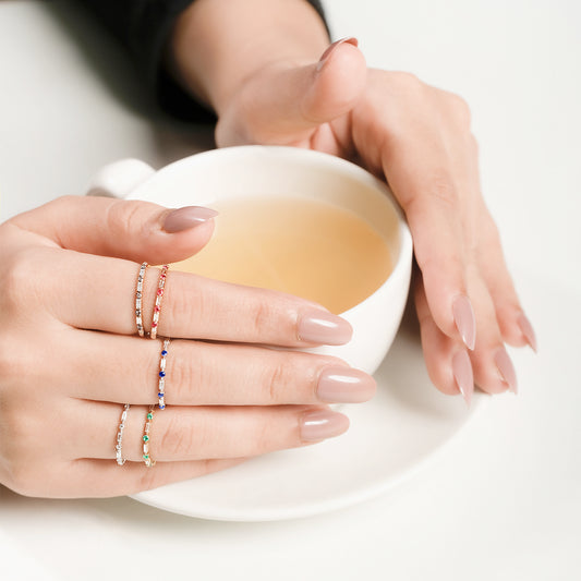 14K Gold Round & Baguette Diamond Anniversary Band