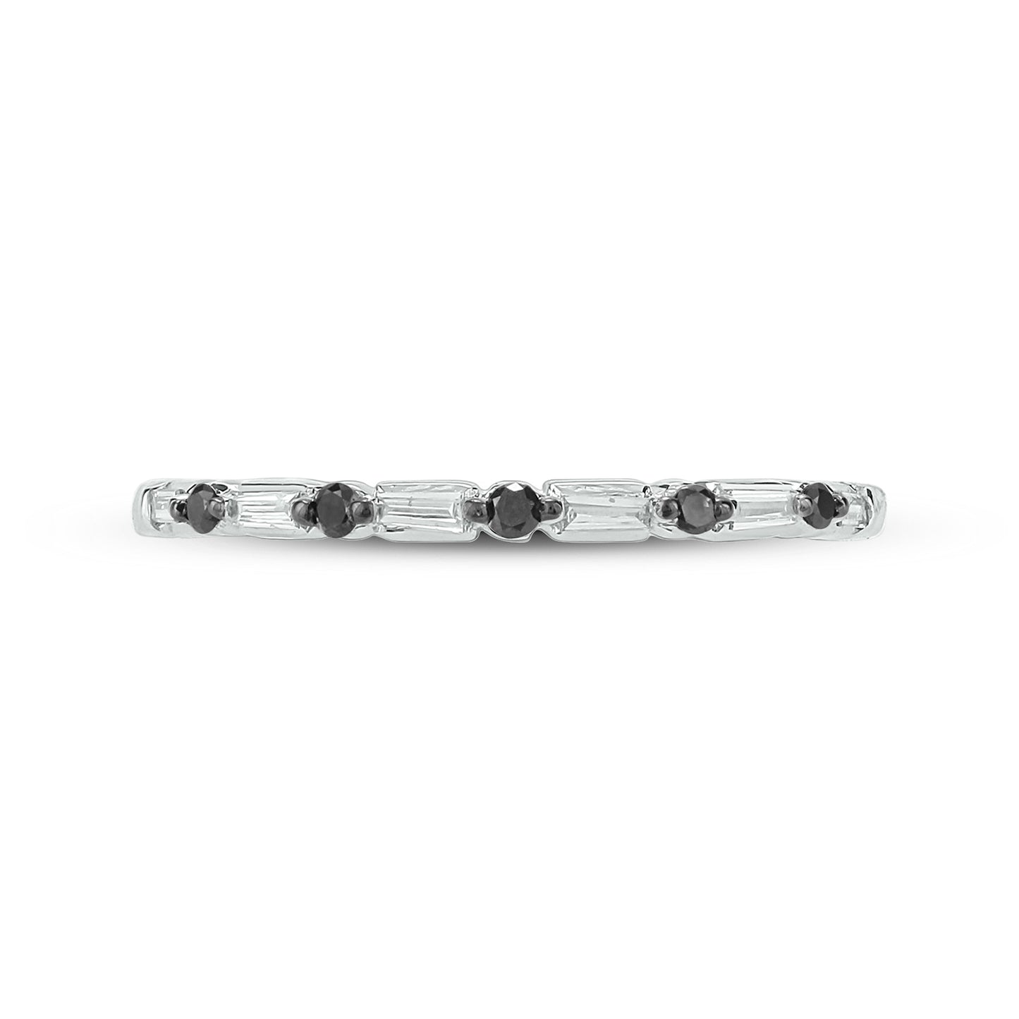 14K Gold Round & Baguette Diamond Anniversary Band In Natural Diamonds, Blue Sapphire, Black Diamond