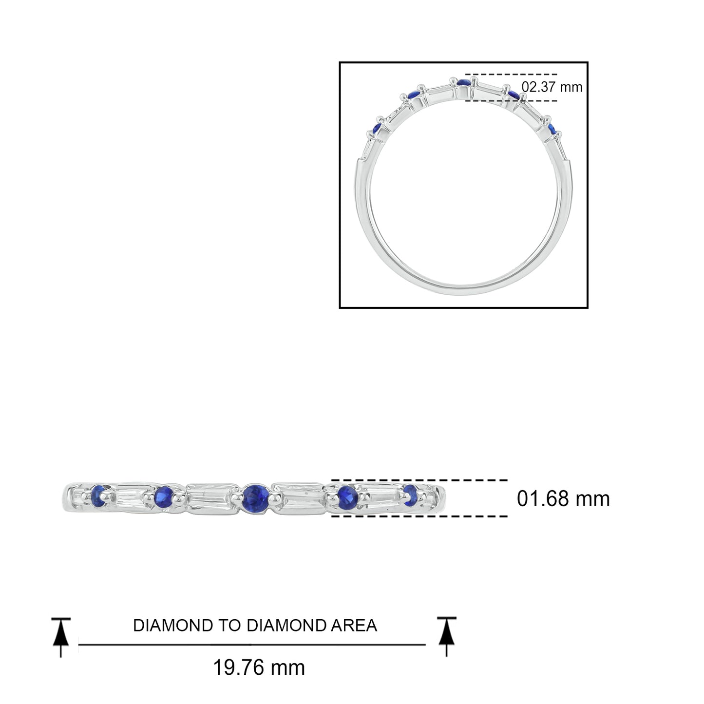 14K Gold Round & Baguette Diamond Anniversary Band In Natural Diamonds, Blue Sapphire, Black Diamond