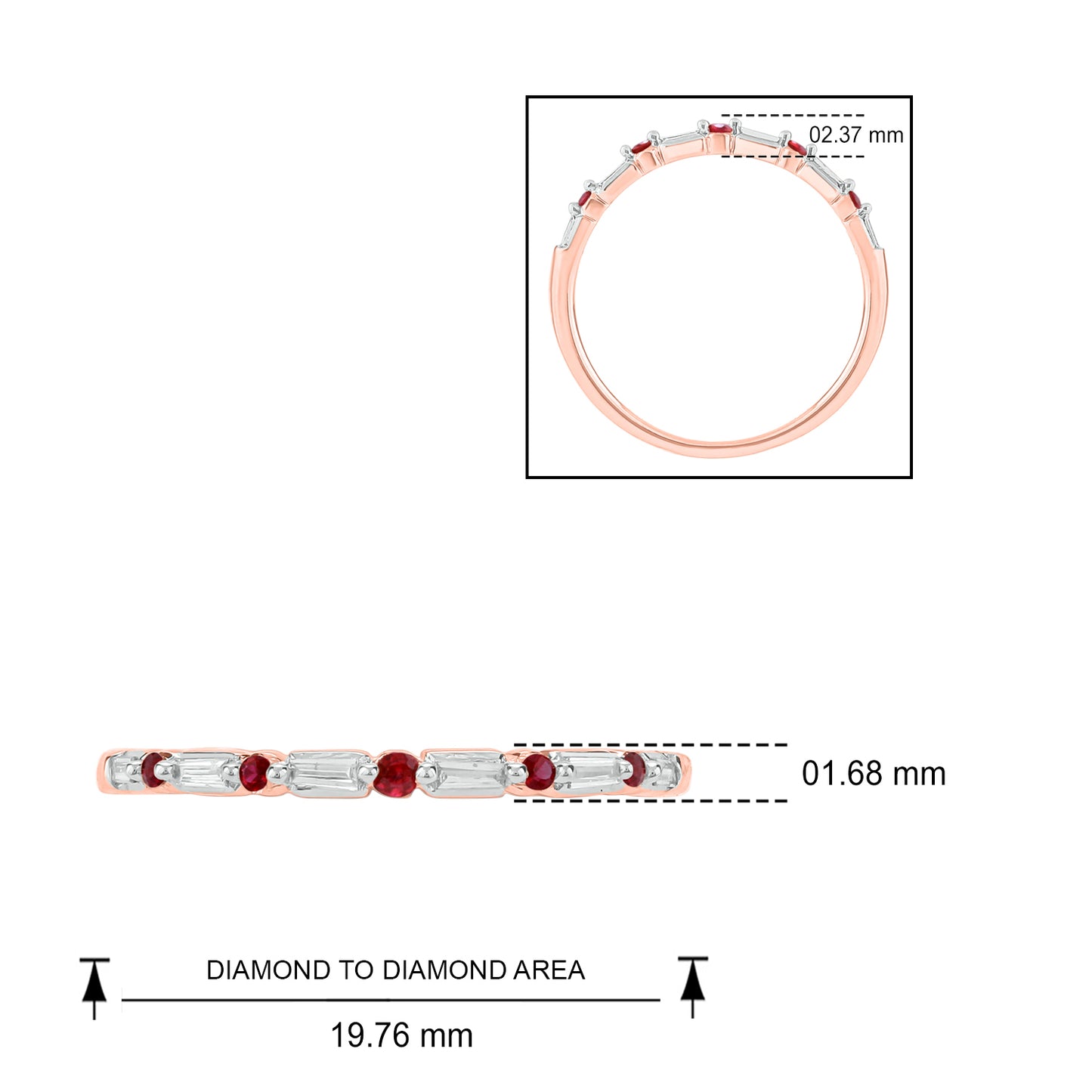14K Gold Round & Baguette Diamond Anniversary Band In Natural Diamonds,Ruby, Champagne Diamond