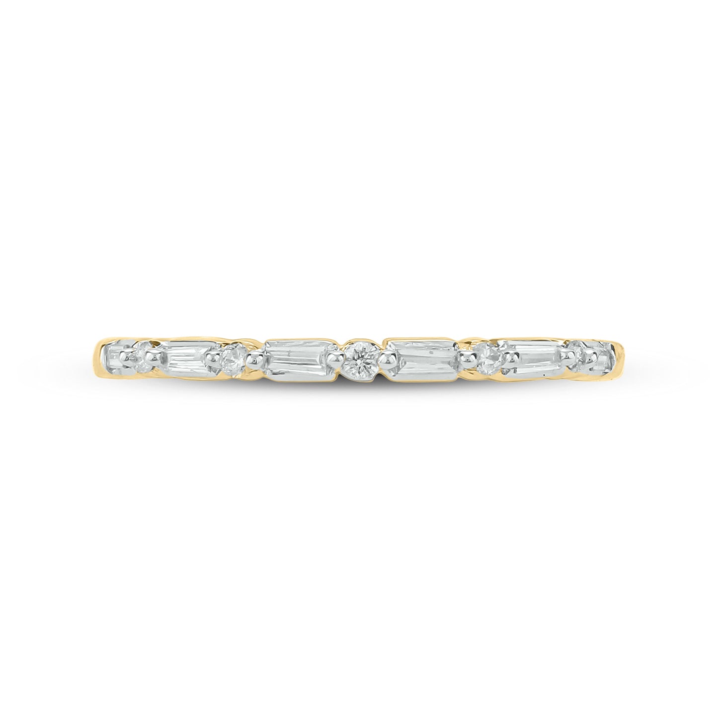 14K Gold Round & Baguette Diamond Anniversary Band