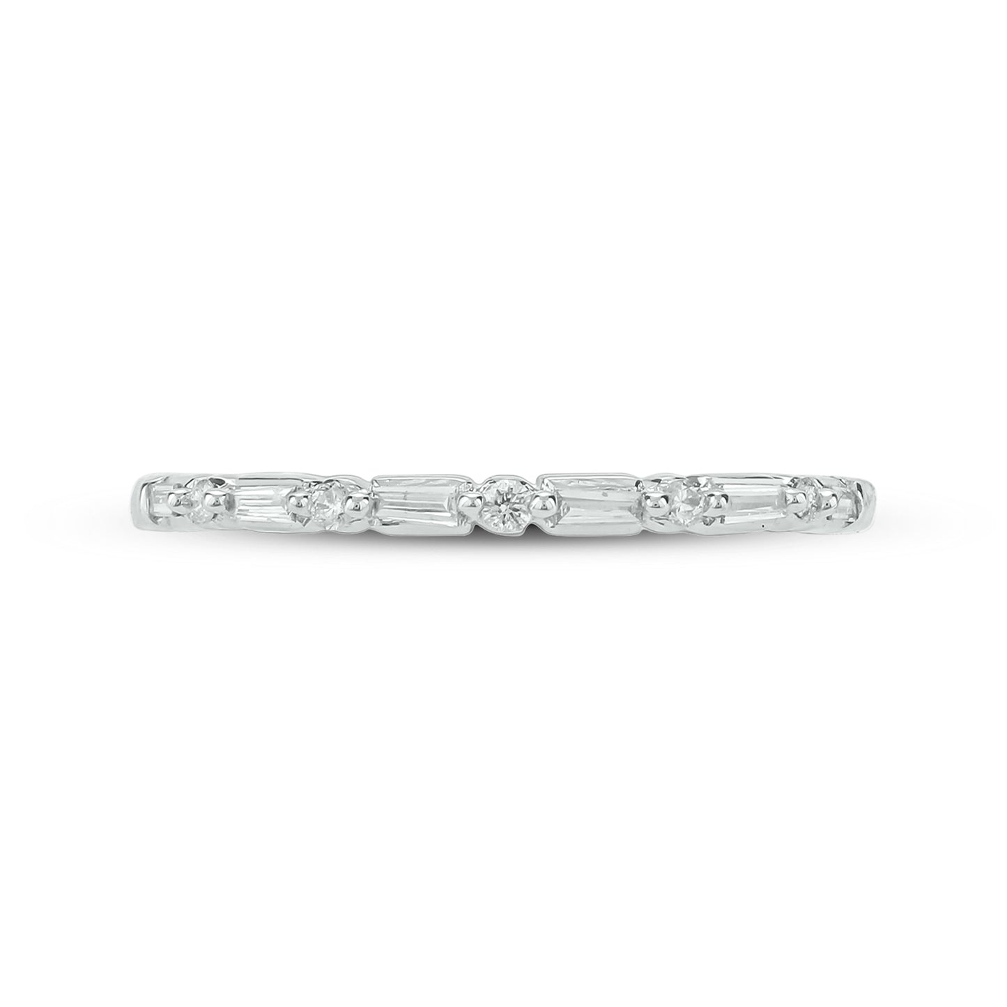 14K Gold Round & Baguette Diamond Anniversary Band