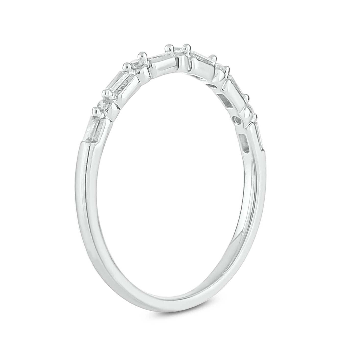 14K Gold Round & Baguette Diamond Anniversary Band
