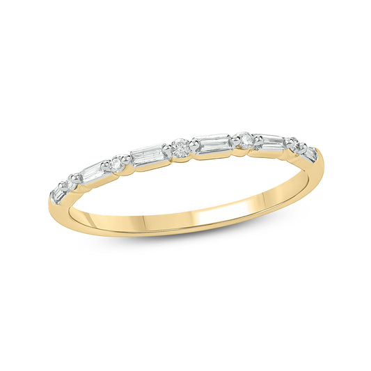 14K Gold Round & Baguette Diamond Anniversary Band