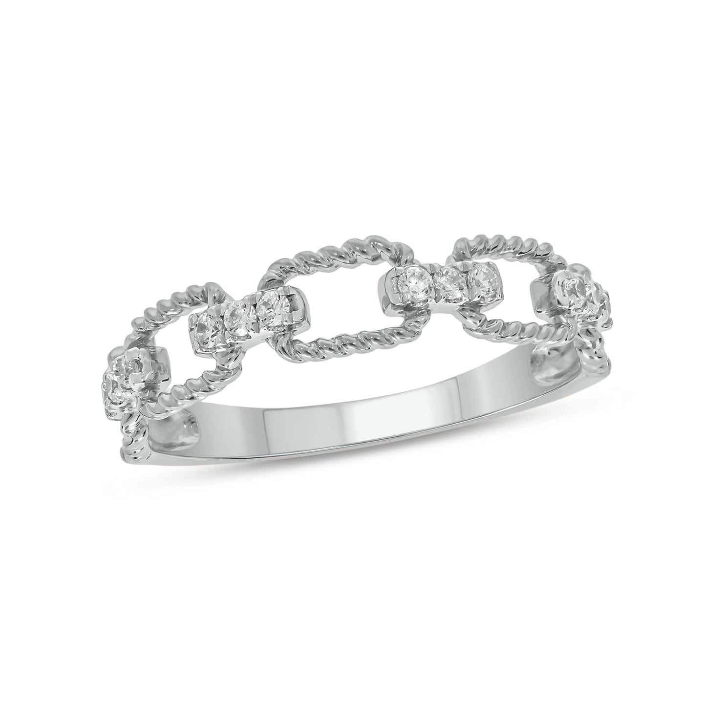 10KT Gold & Diamond Studded Cuban Ring, Stackable ring