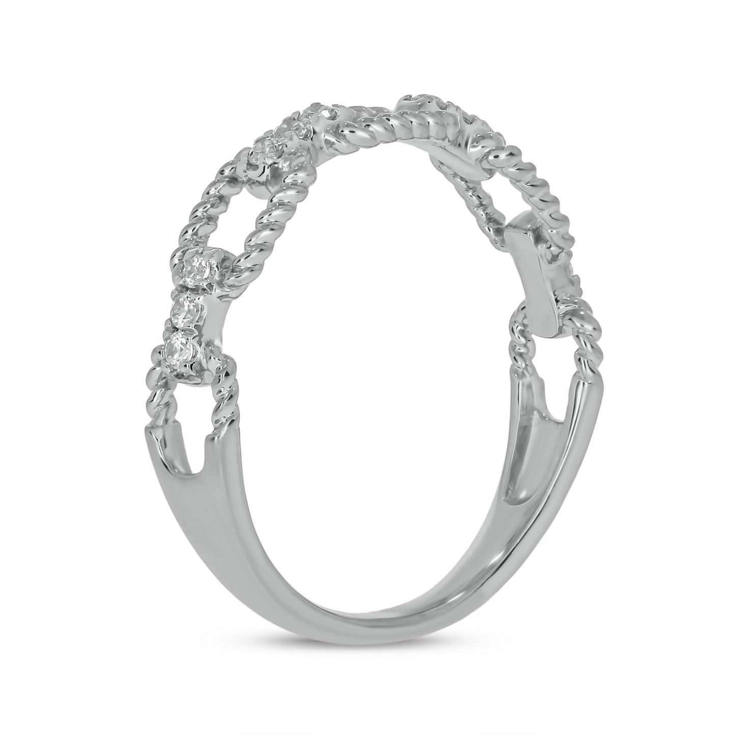 10KT Gold & Diamond Studded Cuban Ring, Stackable ring