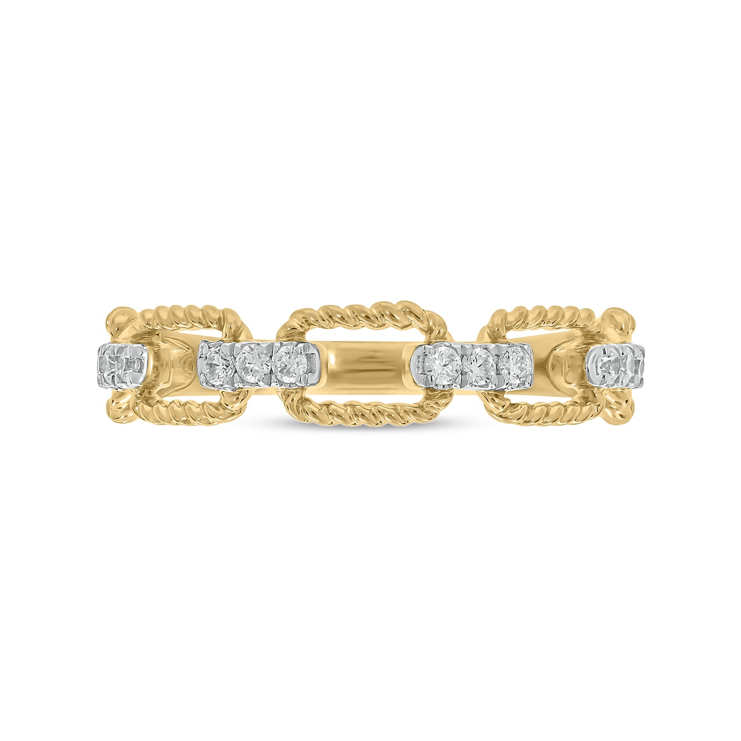 10KT Gold & Diamond Studded Cuban Ring, Stackable ring