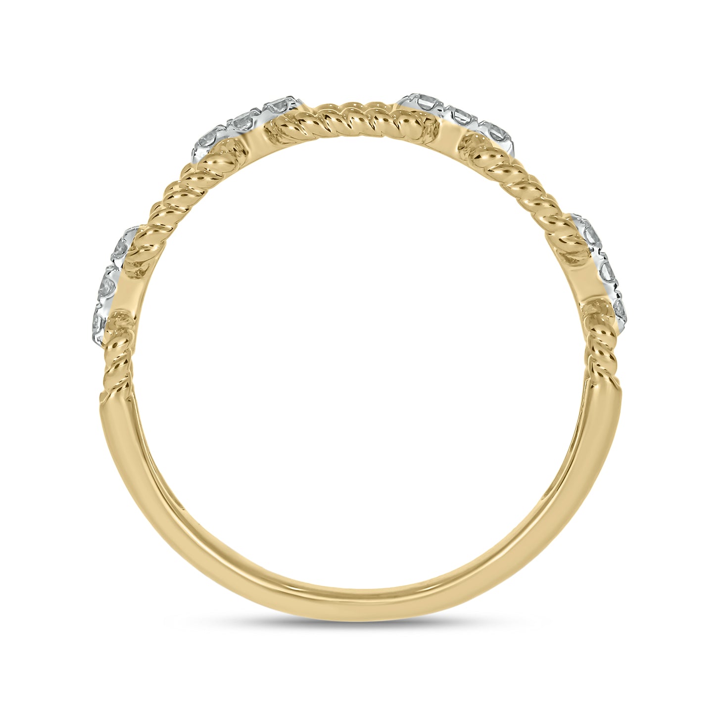 10KT Gold & Diamond Studded Cuban Ring, Stackable ring