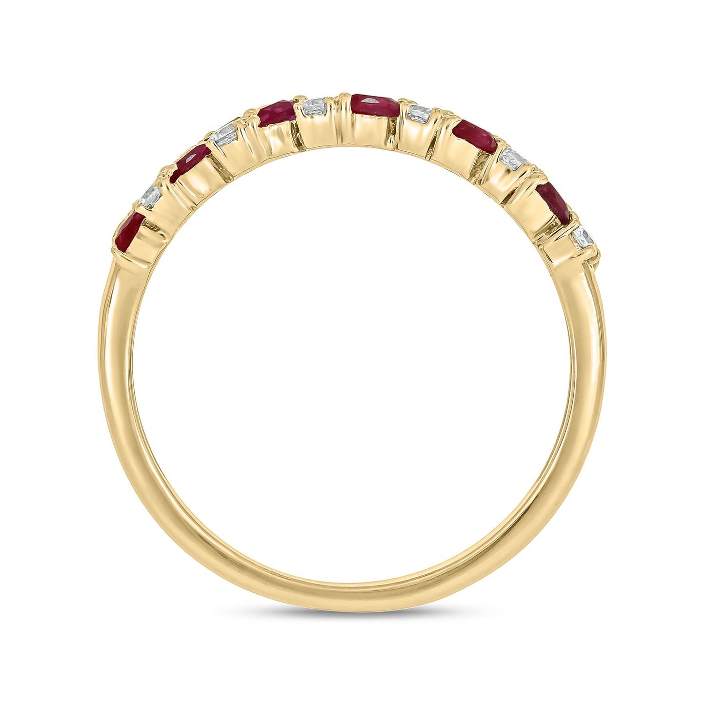 Ruby & Diamond Anniversary Band in 925 Sterling Silver