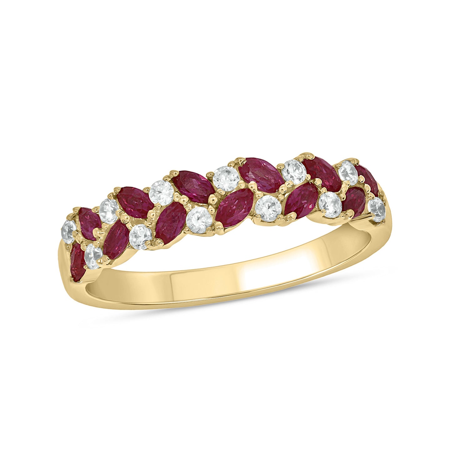 Ruby & Diamond Anniversary Band in 925 Sterling Silver