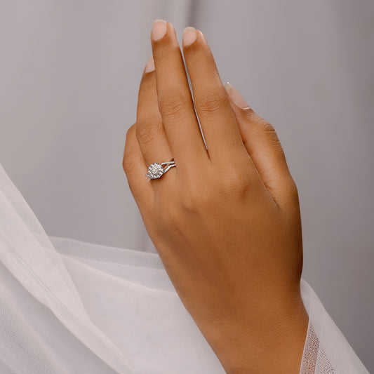 Miracle Floral Wedding Ring Set in 925 Sterling Silver