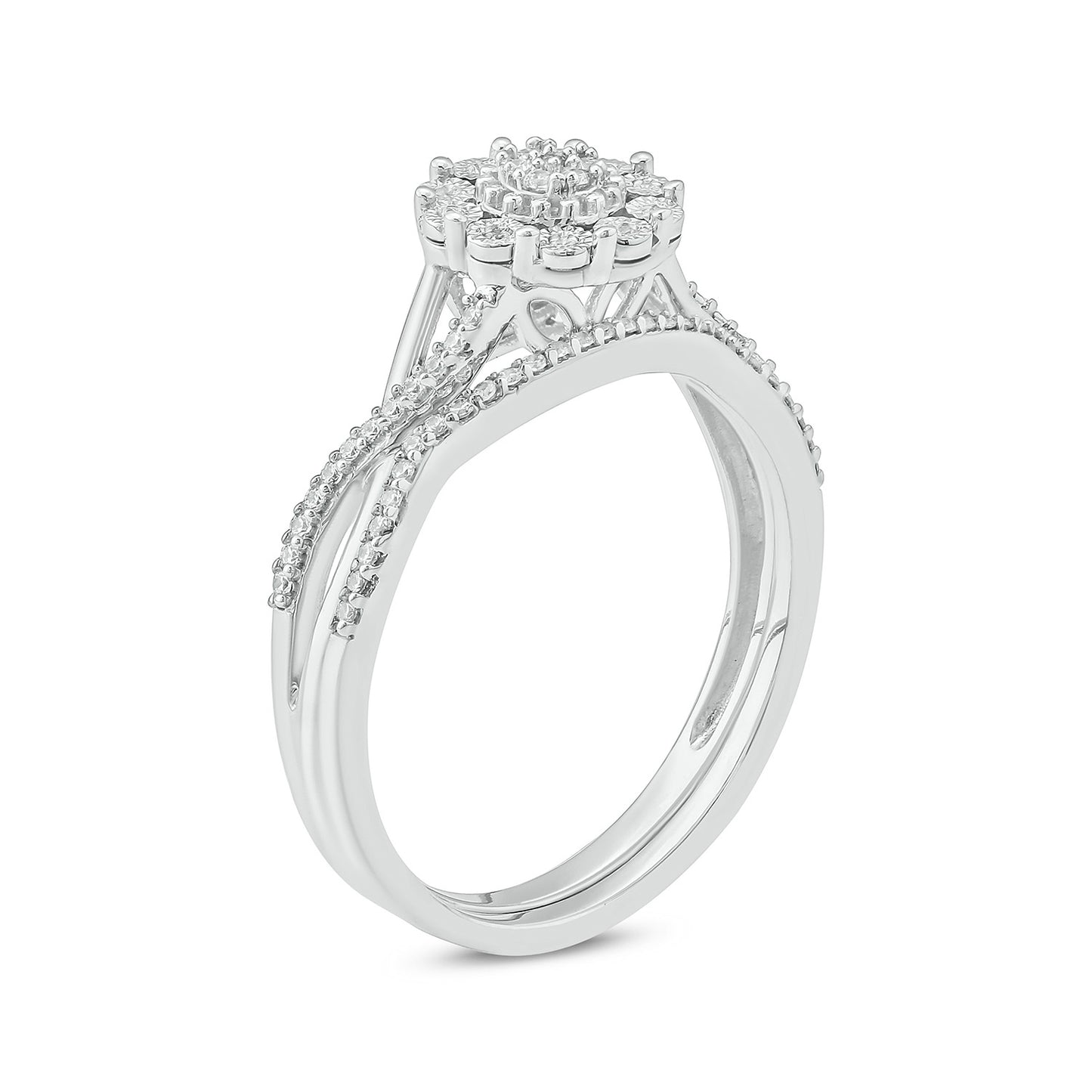 Miracle Floral Wedding Ring Set in 925 Sterling Silver