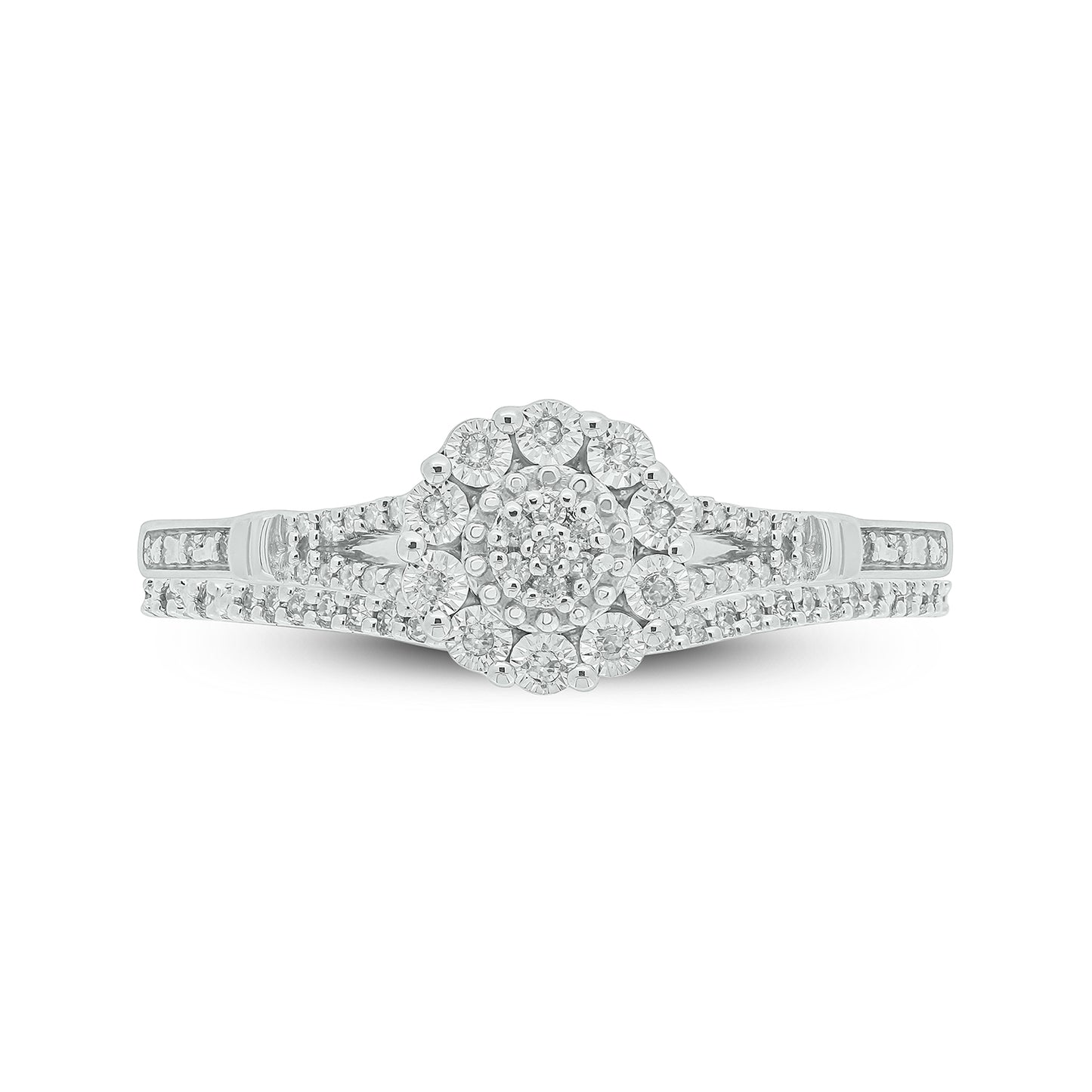 Floral Wedding Ring Set in 925 Sterling Silver