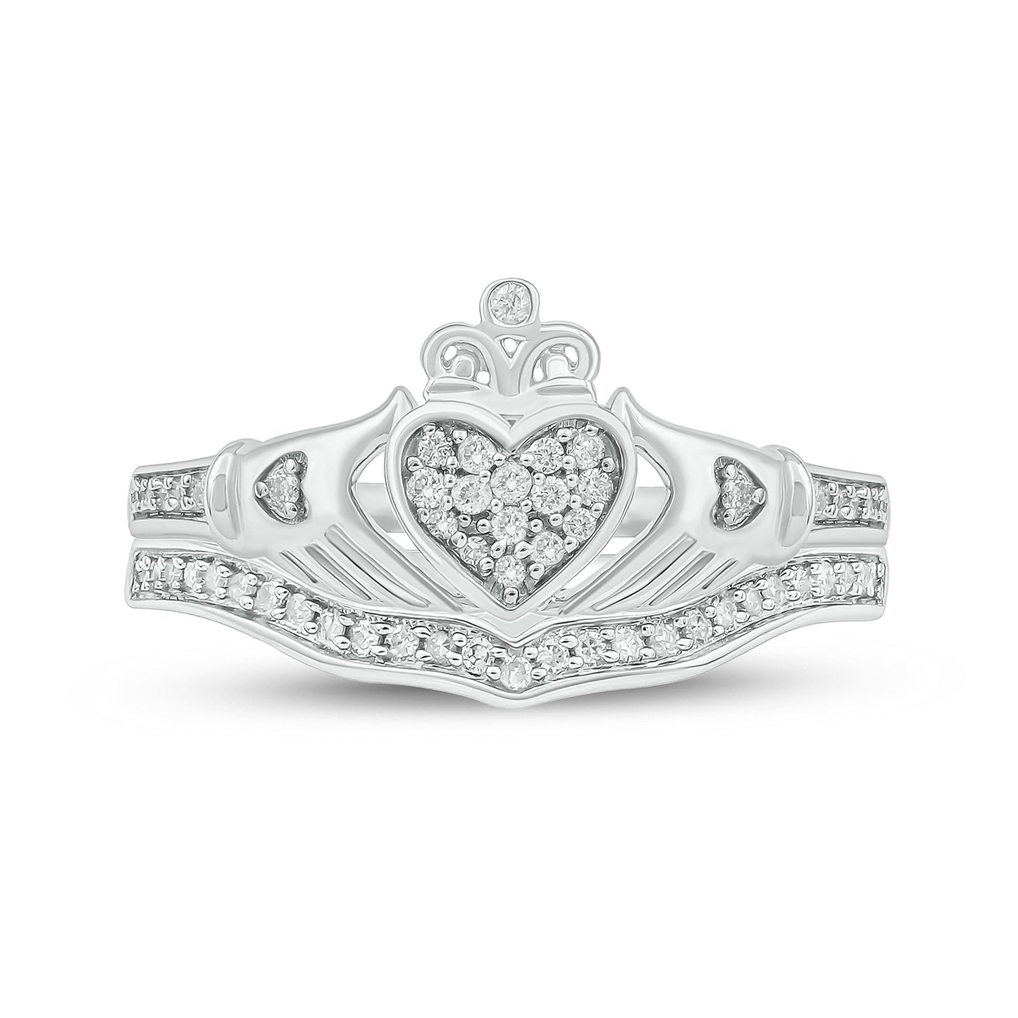 Claddagh Wedding Ring Set in 925 Sterling Silver