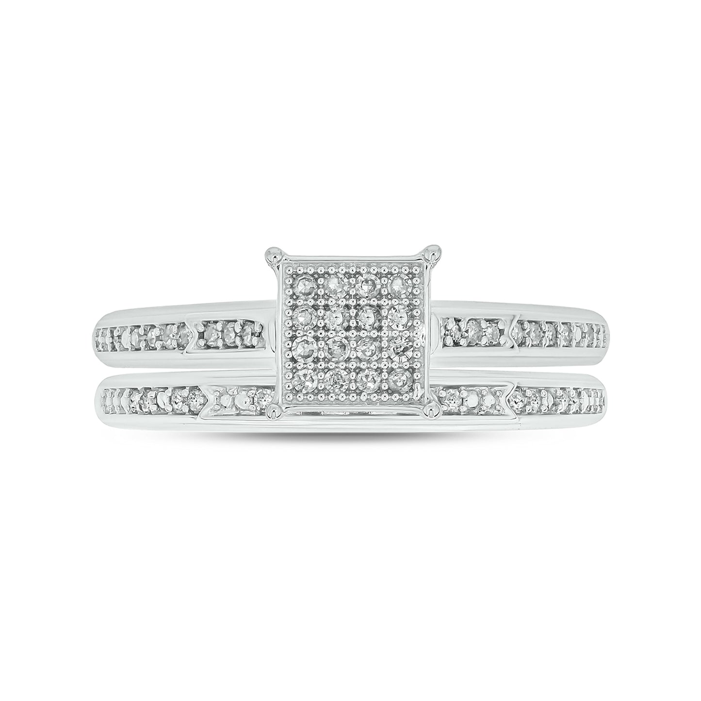 Exclusive Princess Natural Diamonds Wedding Ring Set in 925 Sterling Silver