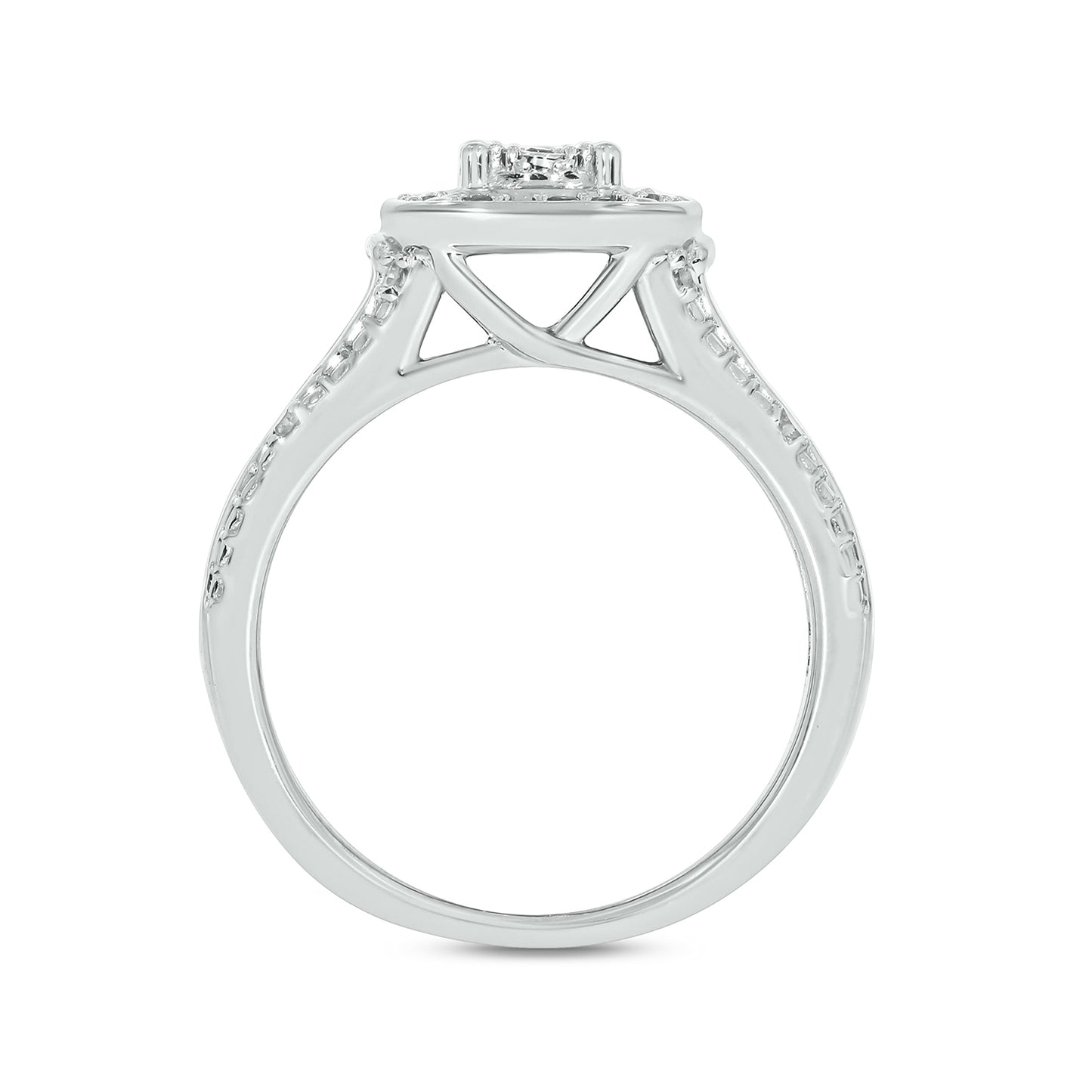 Elegant Cushion Natural Diamonds Wedding Ring Set in 925 Sterling Silver