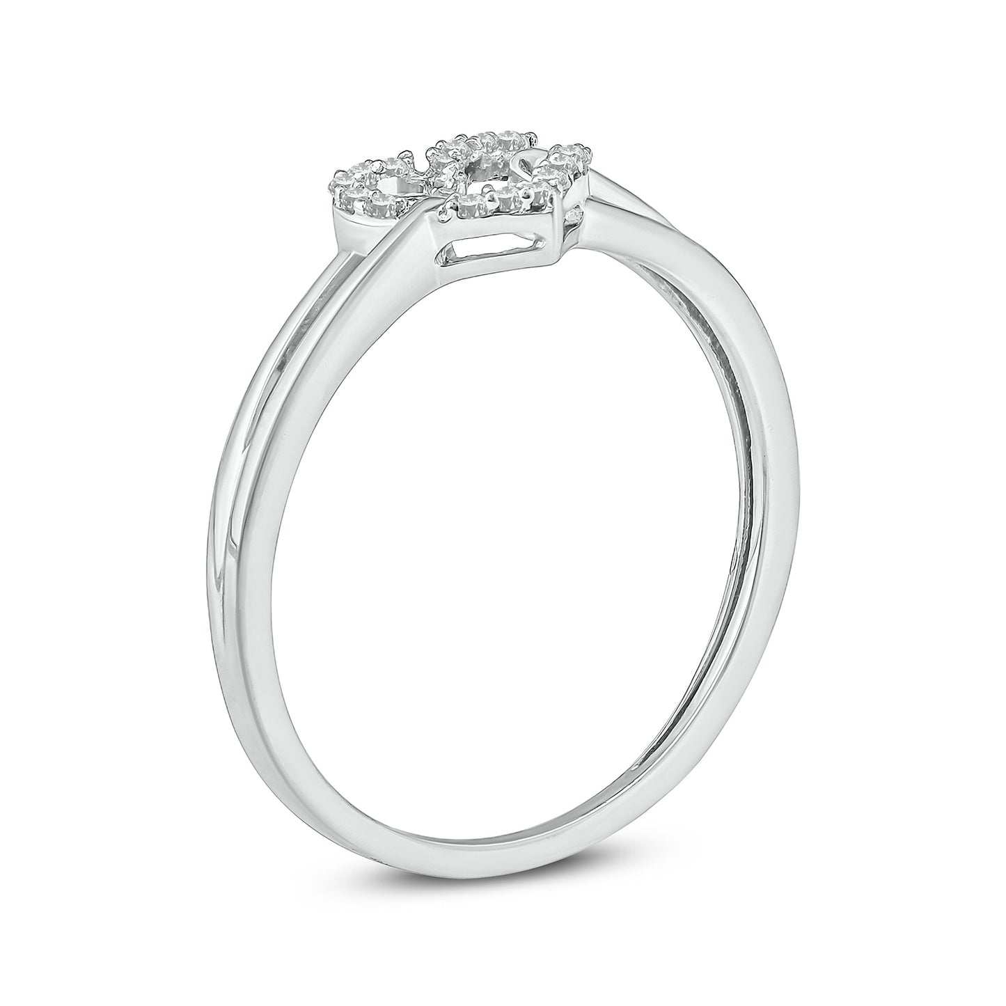 10K Gold Split Shank Diamond Heart Promise Ring