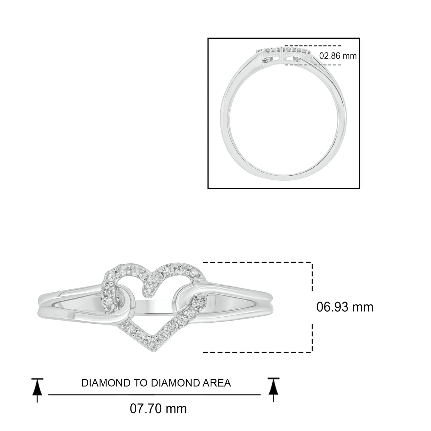 10K Gold Split Shank Diamond Heart Promise Ring