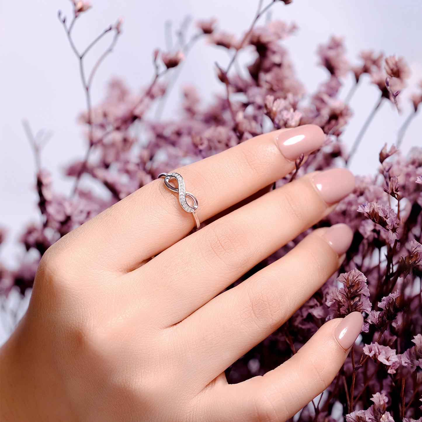 10K Gold Infinity Promise Ring with natural diamonds