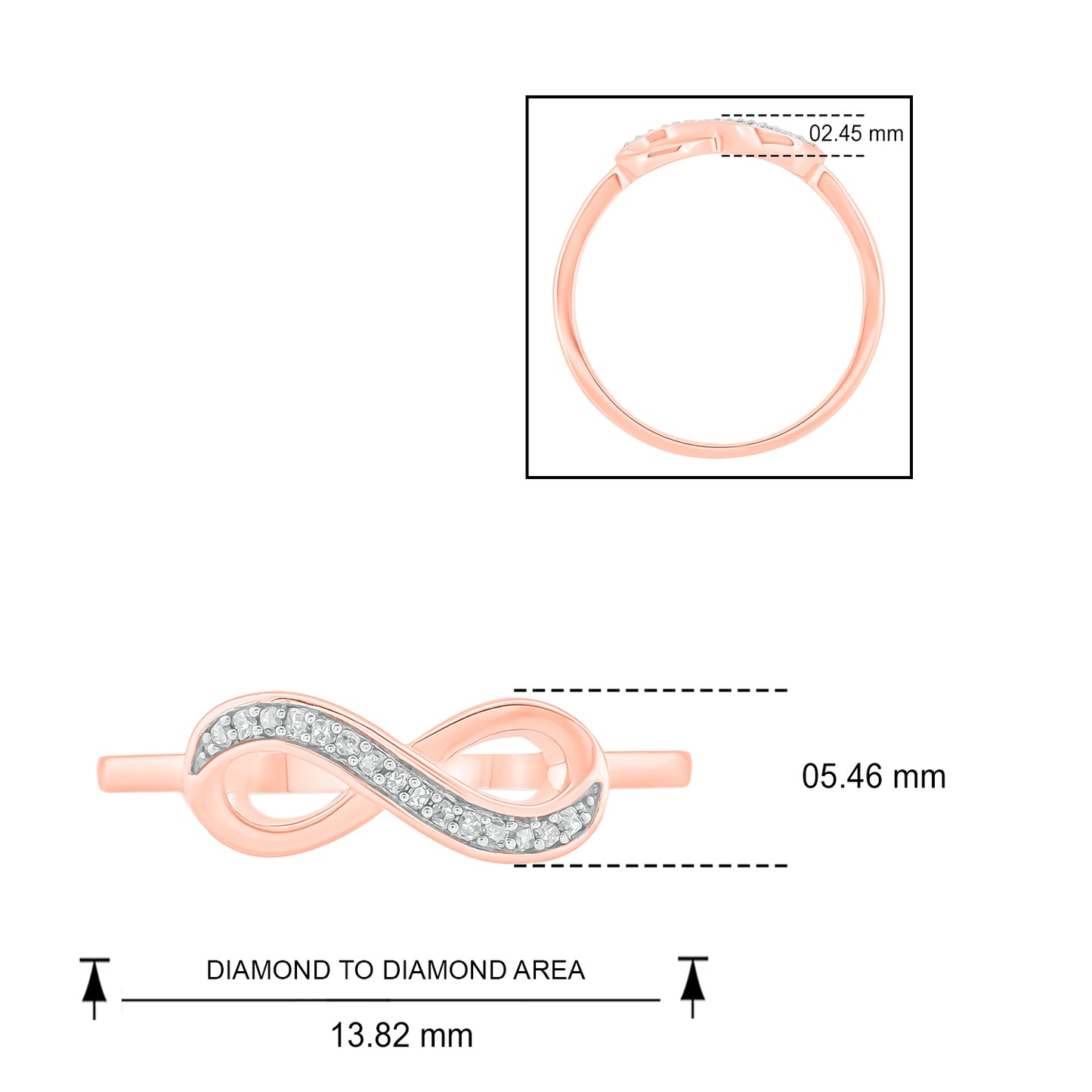 10K Gold Infinity Promise Ring with natural diamonds