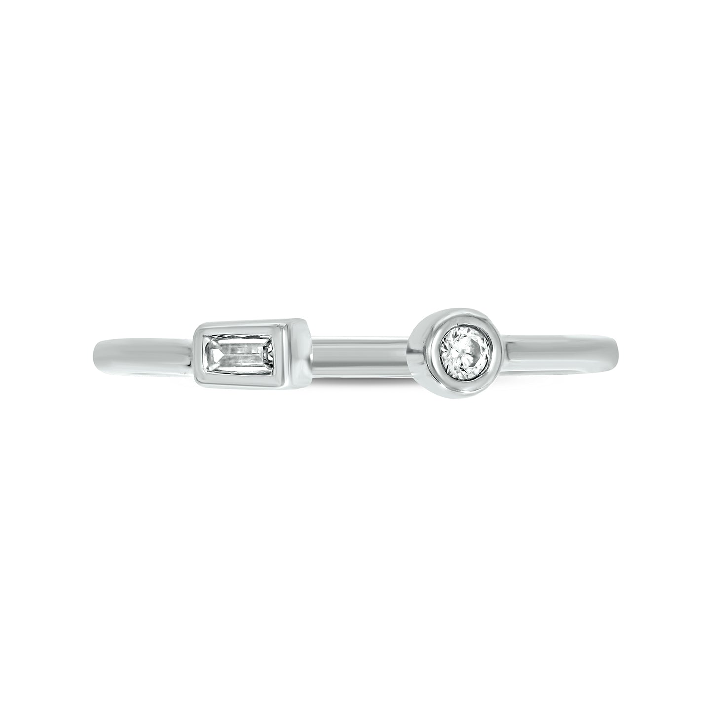 10KT Gold Round & Baguette Diamond Fashion Open Ring