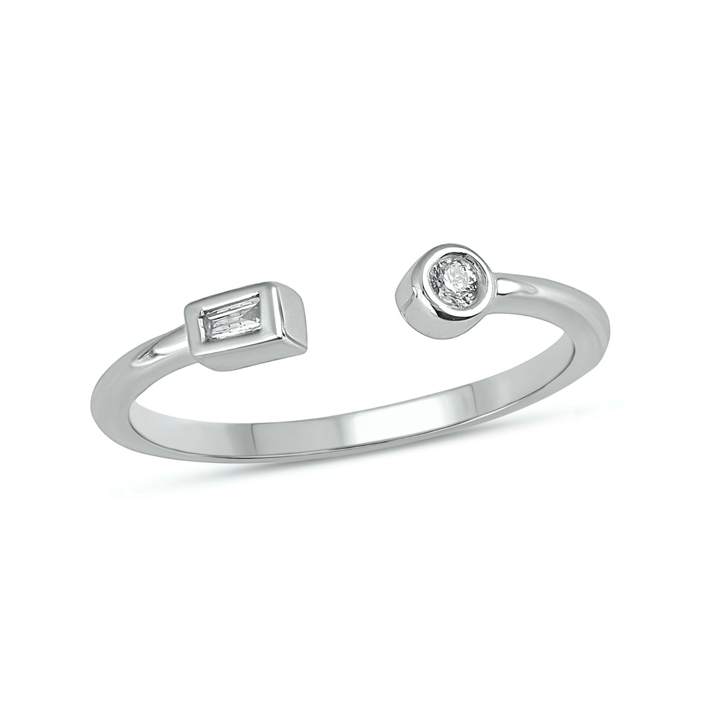 10KT Gold Round & Baguette Diamond Fashion Open Ring