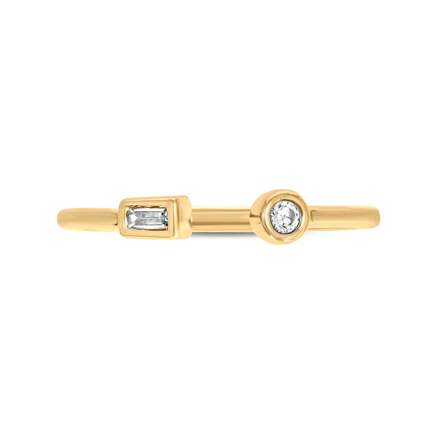 10KT Gold Round & Baguette Diamond Fashion Open Ring