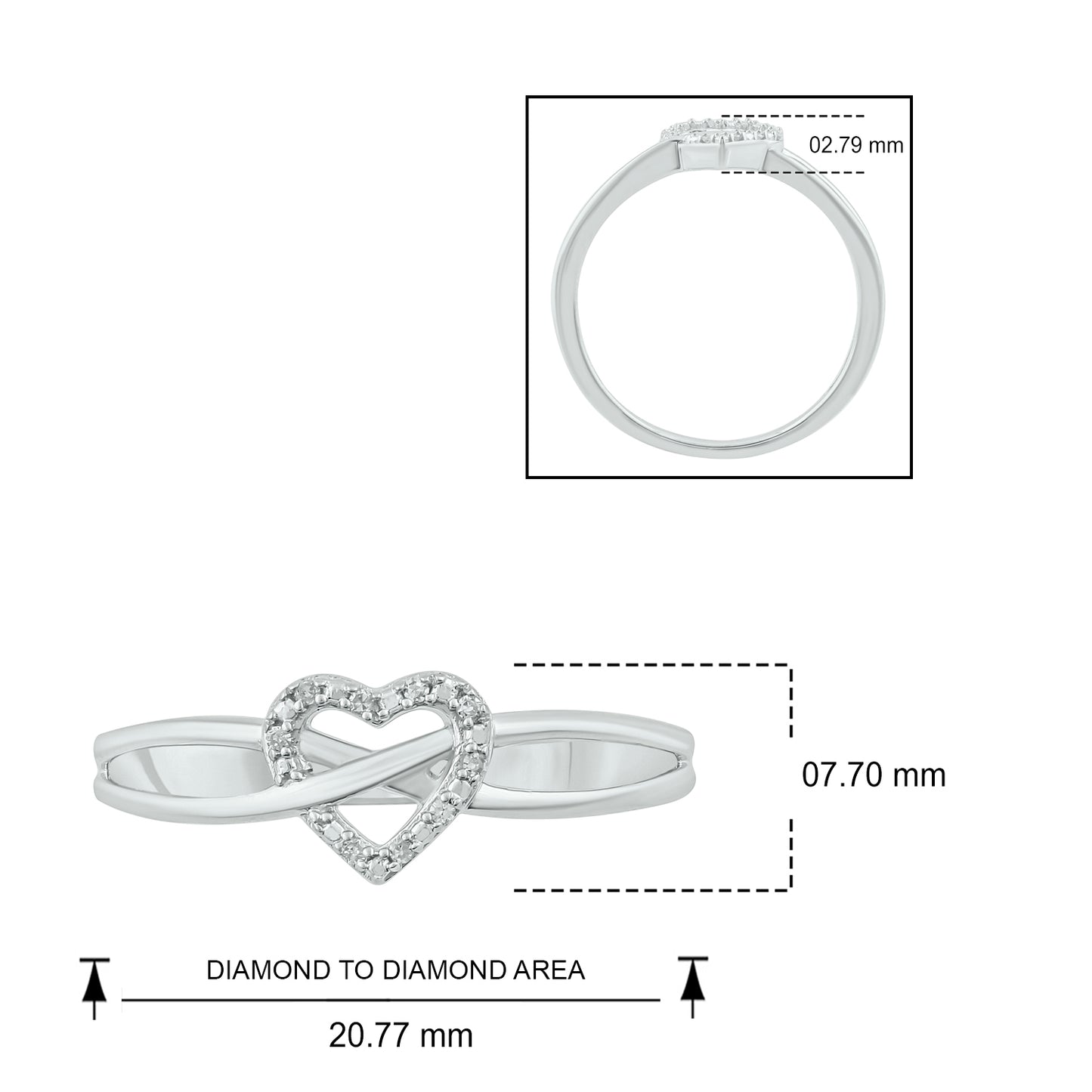 14K & 18K Gold Vermeil Infinity Heart Diamond Ring