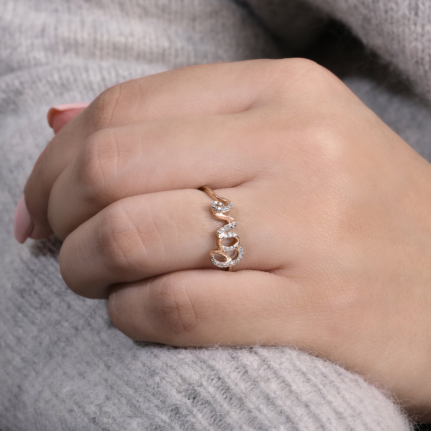 14K & 18K Gold Vermeil Diamond Love Ring