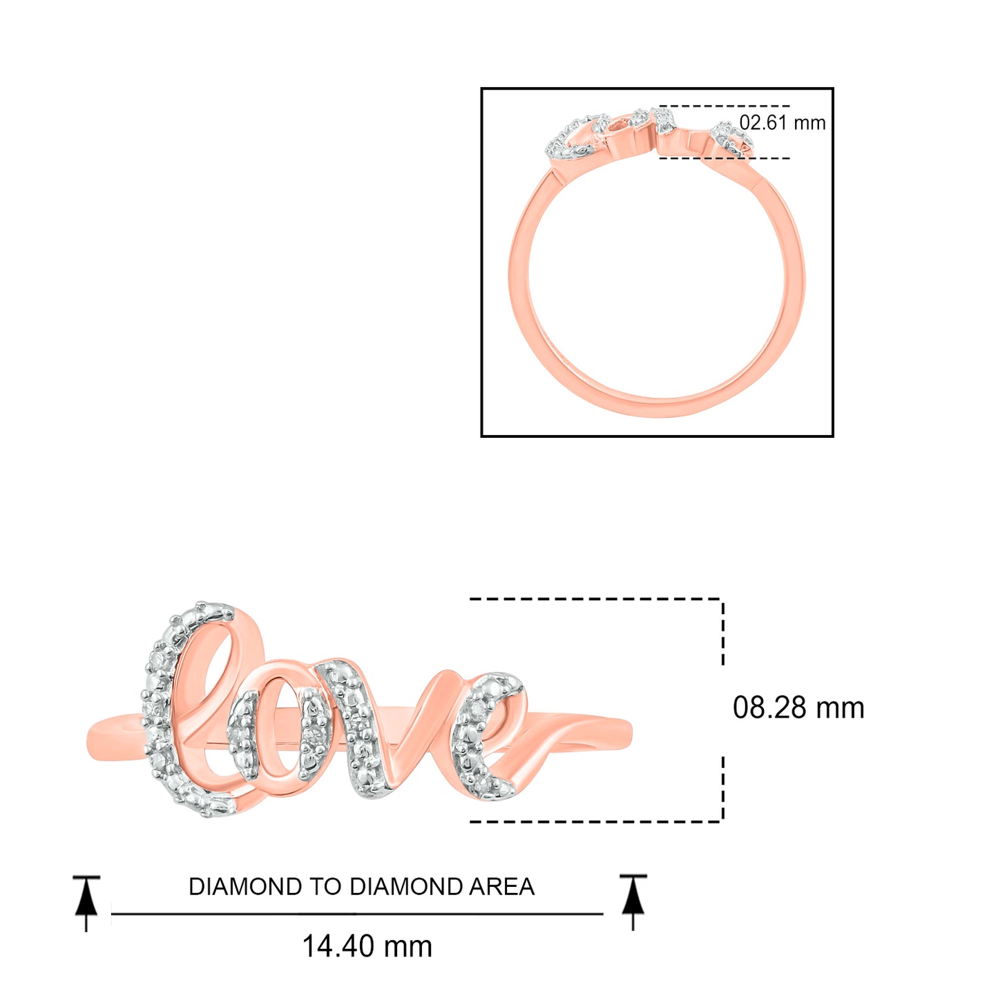 14K & 18K Gold Vermeil Diamond Love Ring