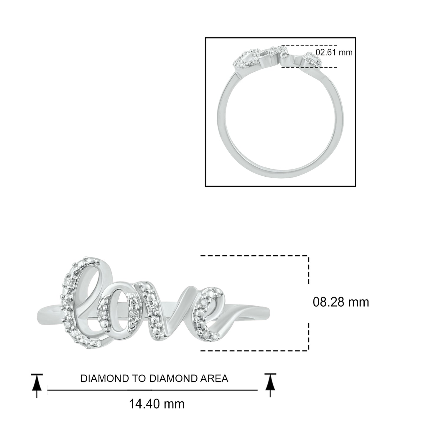 14K & 18K Gold Vermeil Diamond Love Ring