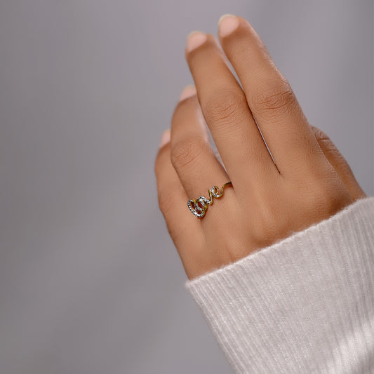 14K & 18K Gold Vermeil Diamond Love Ring