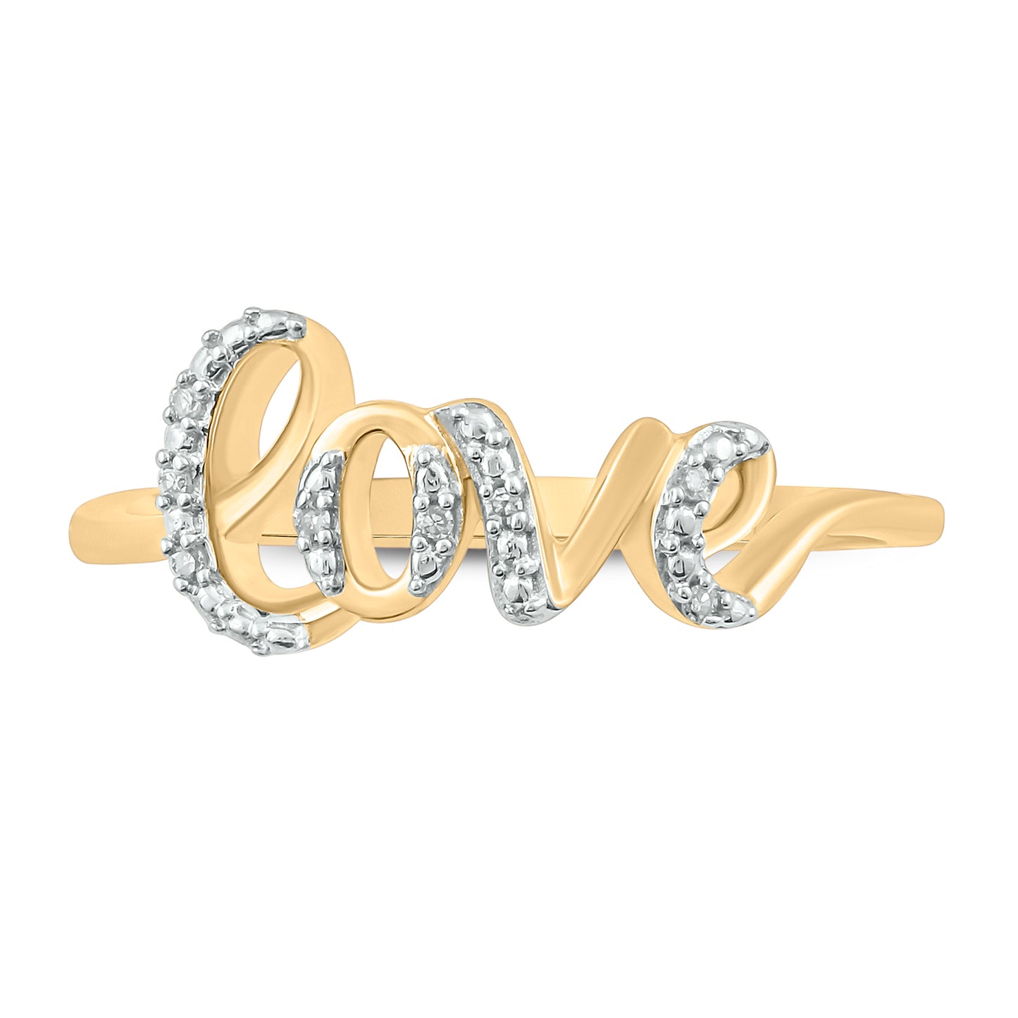14K & 18K Gold Vermeil Diamond Love Ring