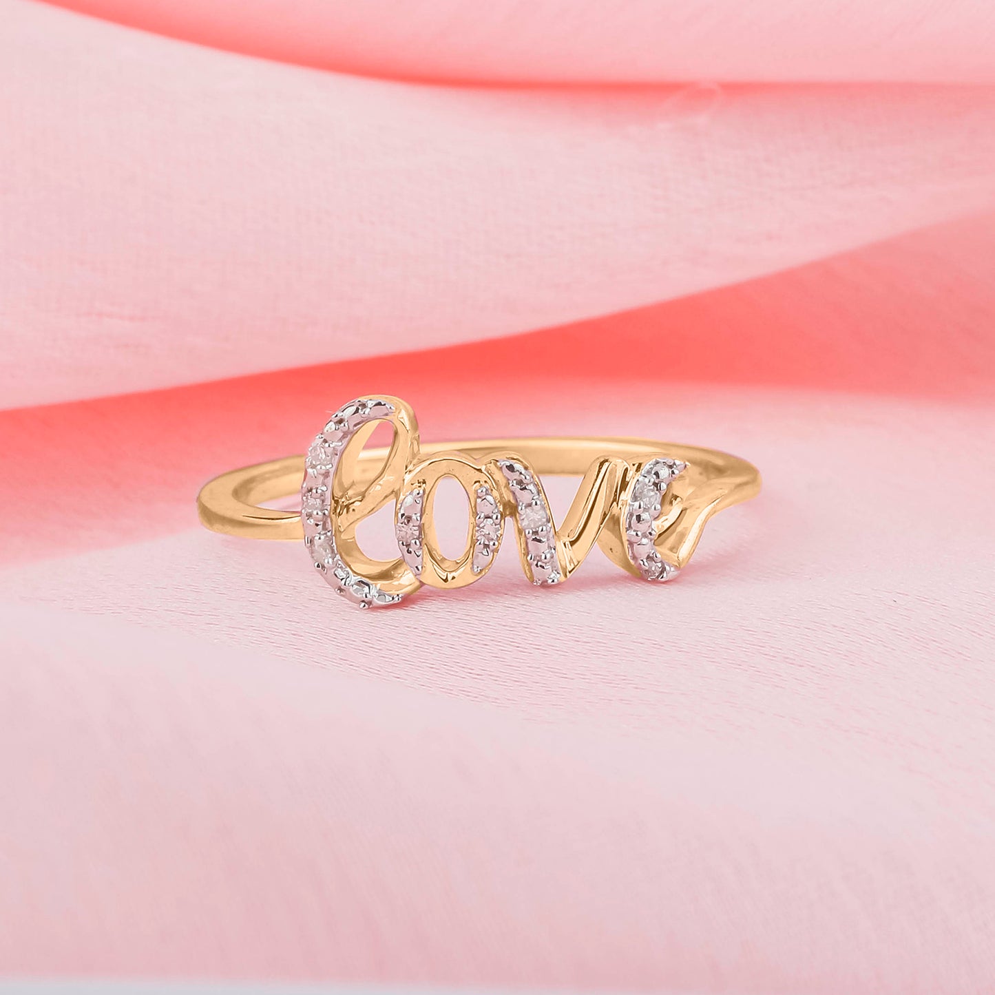 14K & 18K Gold Vermeil Diamond Love Ring