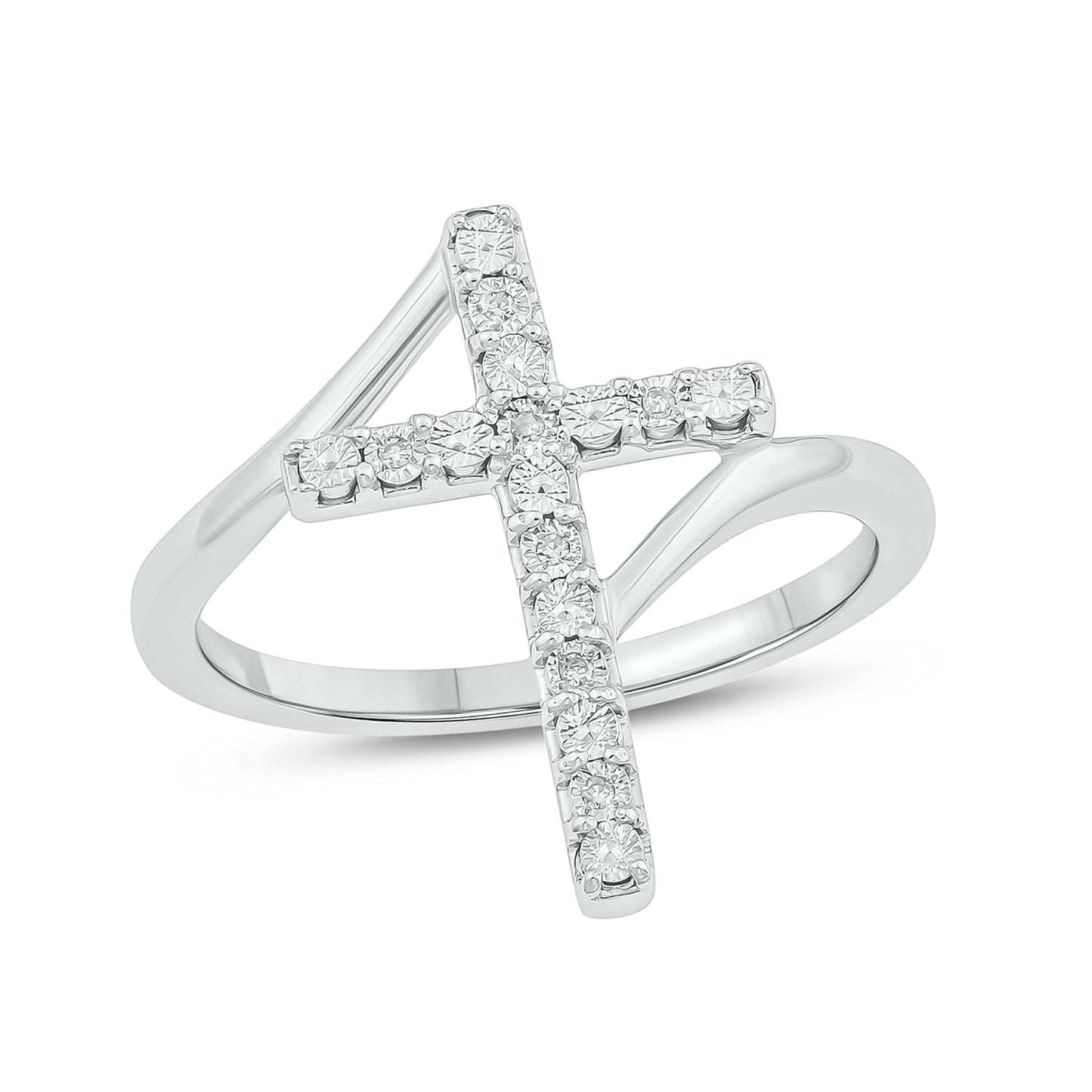 14K & 18K Gold Vermeil Diamond Cross Ring