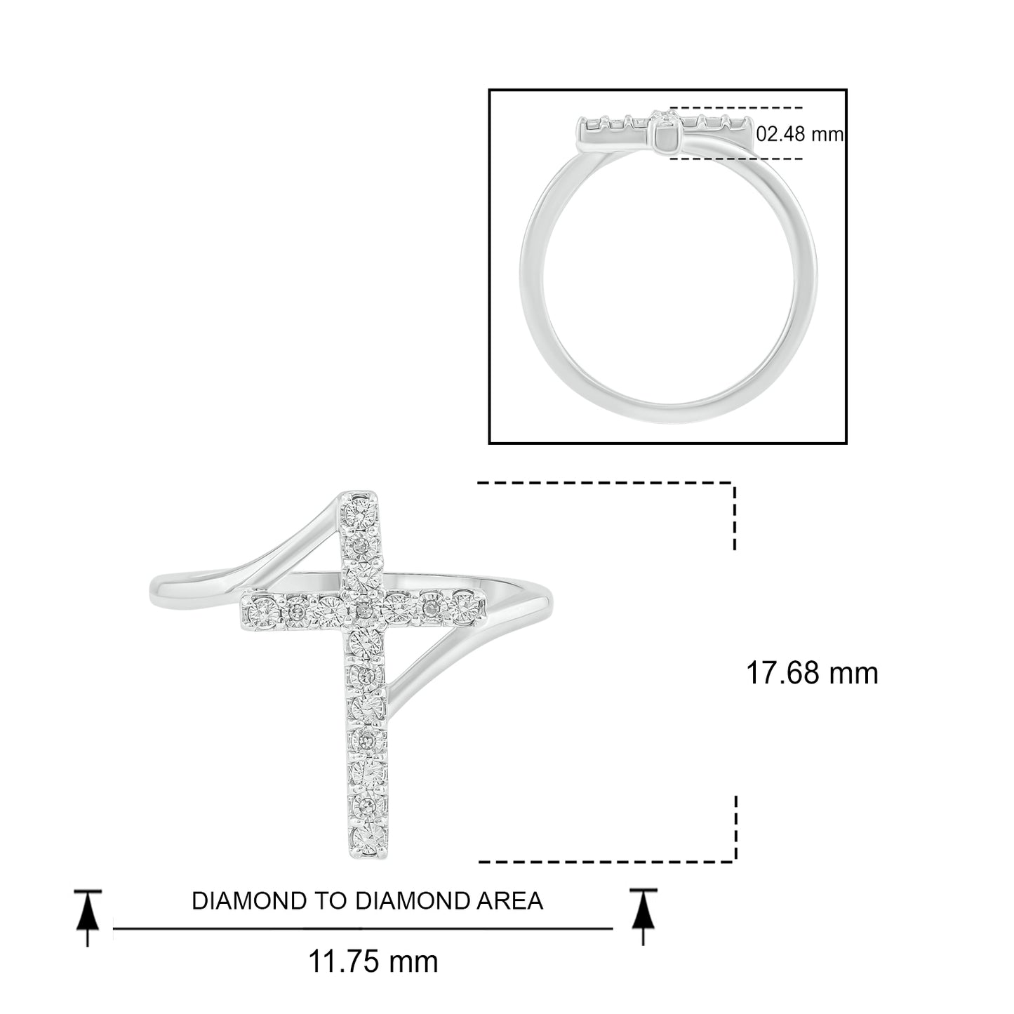 14K & 18K Gold Vermeil Diamond Cross Ring
