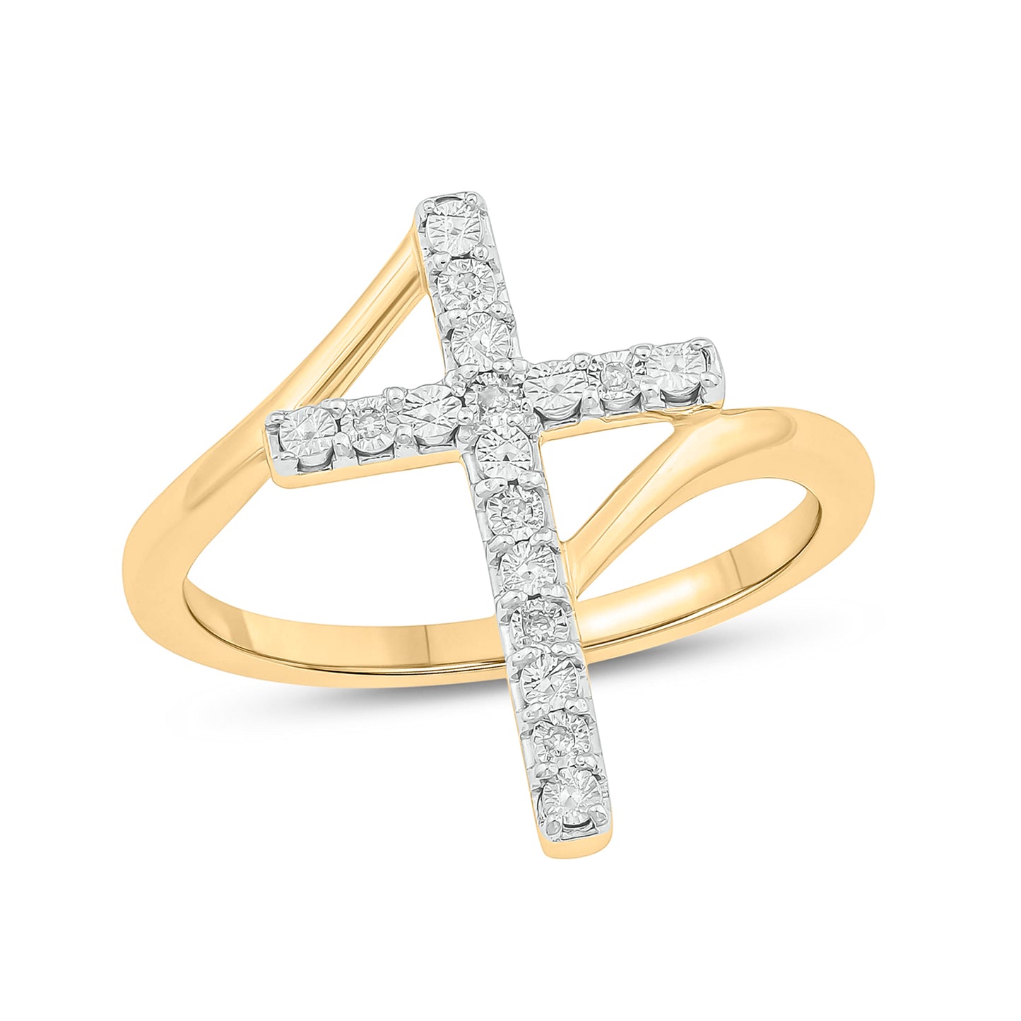 14K & 18K Gold Vermeil Diamond Cross Ring
