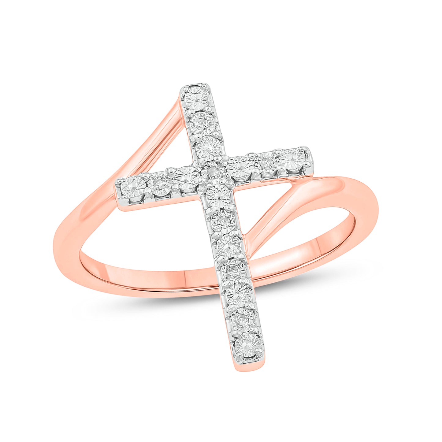 14K & 18K Gold Vermeil Diamond Cross Ring