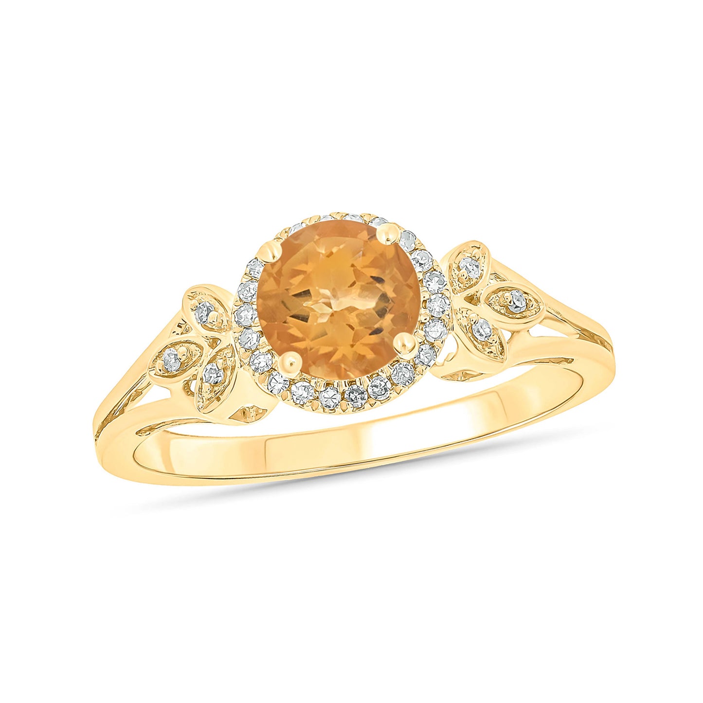 Floral Gemstone & Diamond Ring in 10K Gold