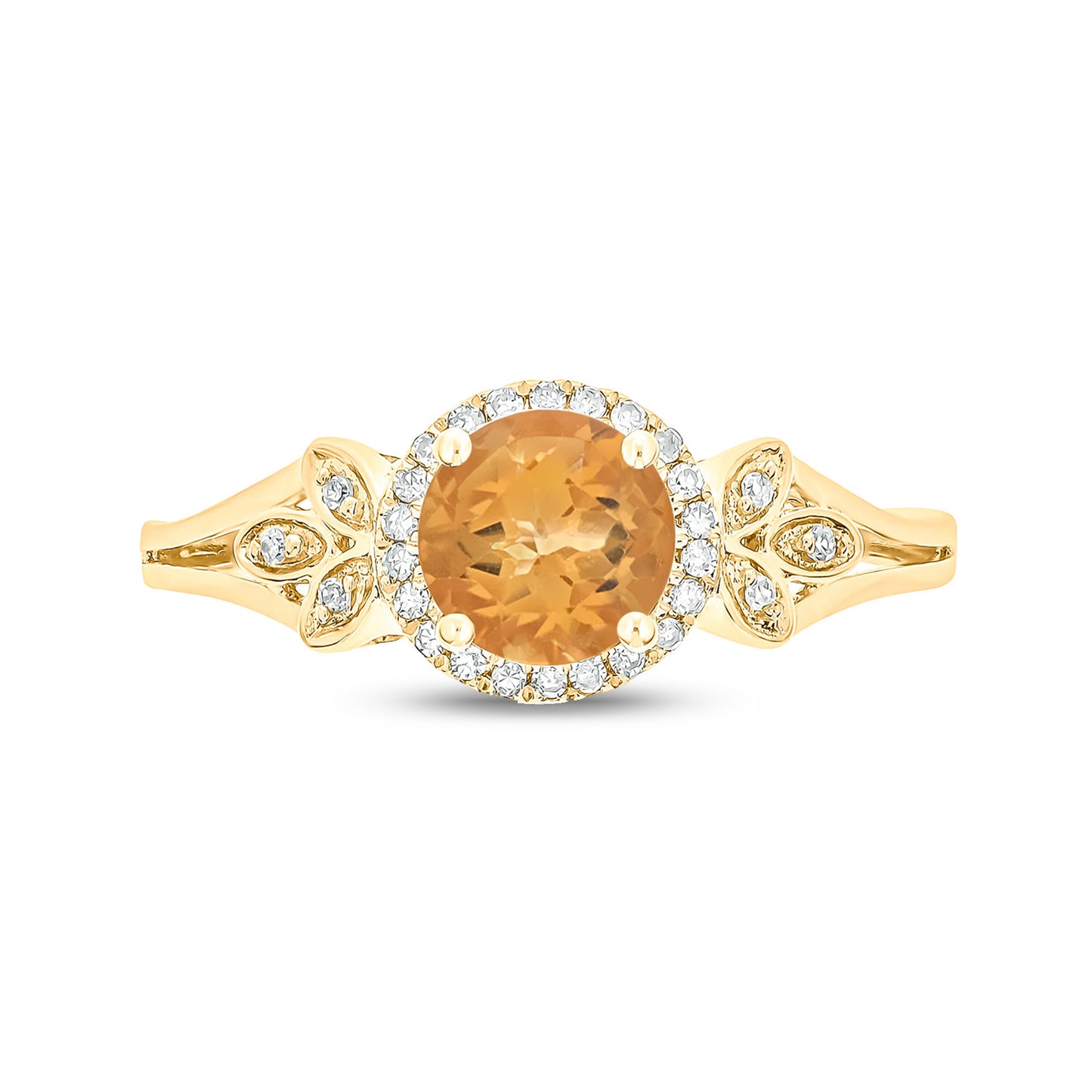 Floral Gemstone & Diamond Ring in 10K Gold