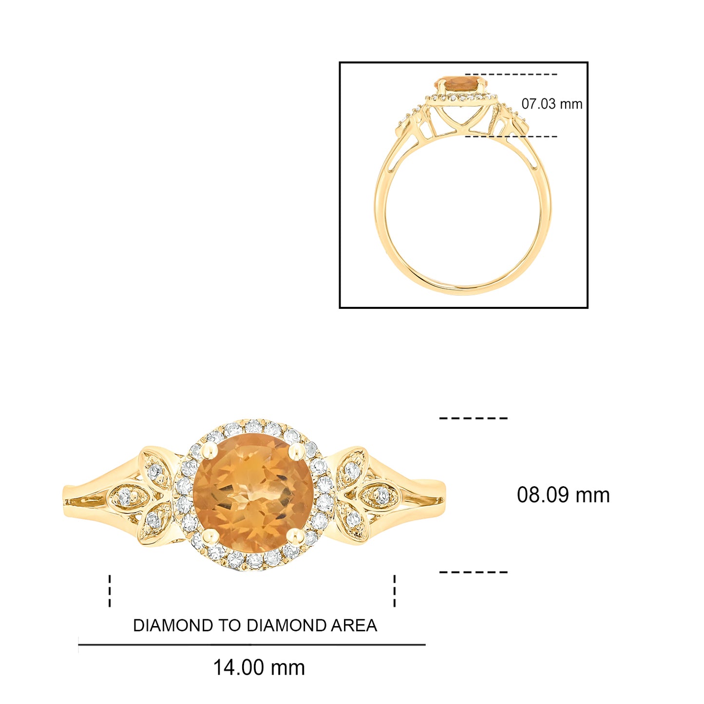 Floral Gemstone & Diamond Ring in 10K Gold