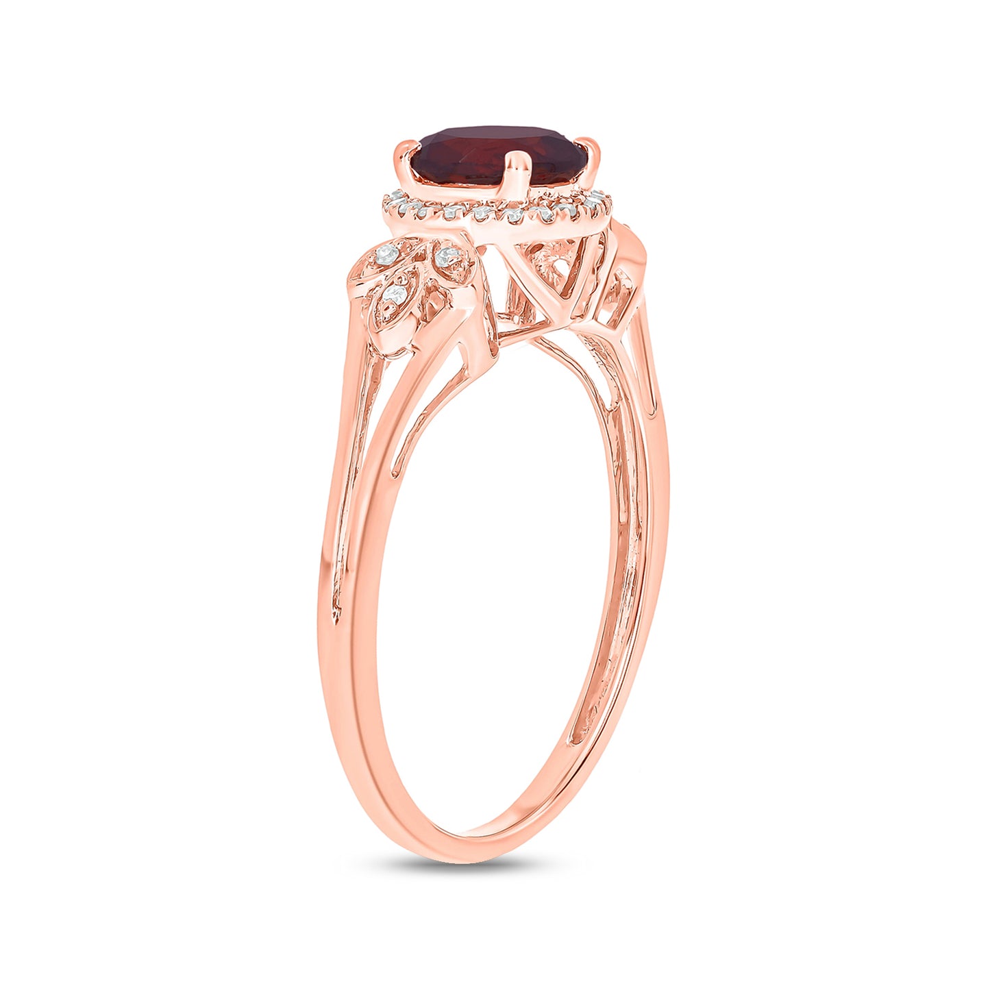 10K Gold, Floral Gemstone & Diamond Fashion Ring