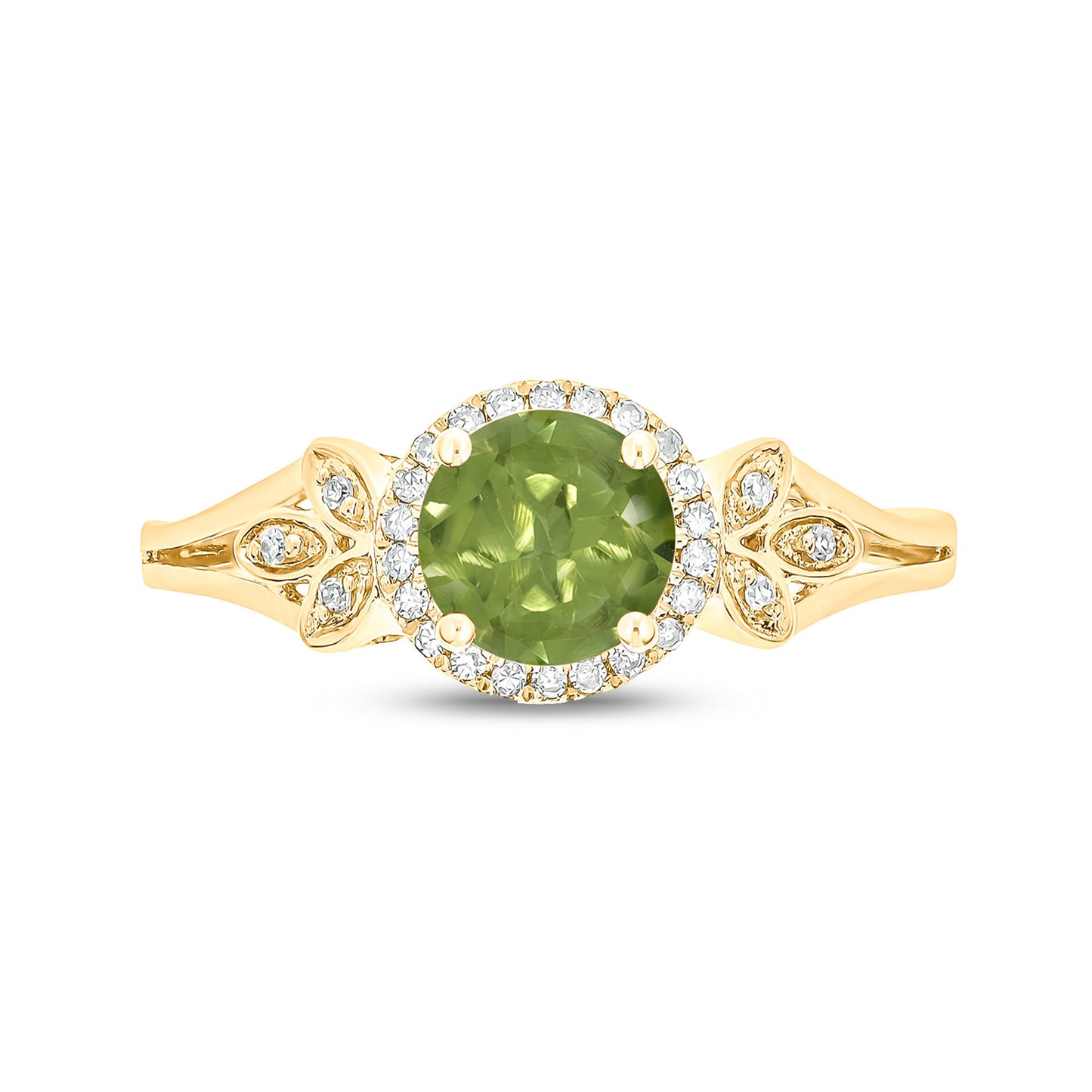 Floral Gemstone & Diamond Ring in 10K Gold