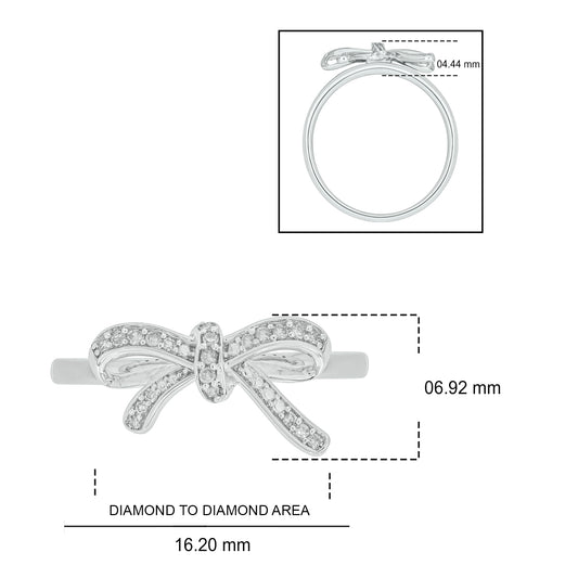 Diamond Bow Ring 925S Sterling Silver