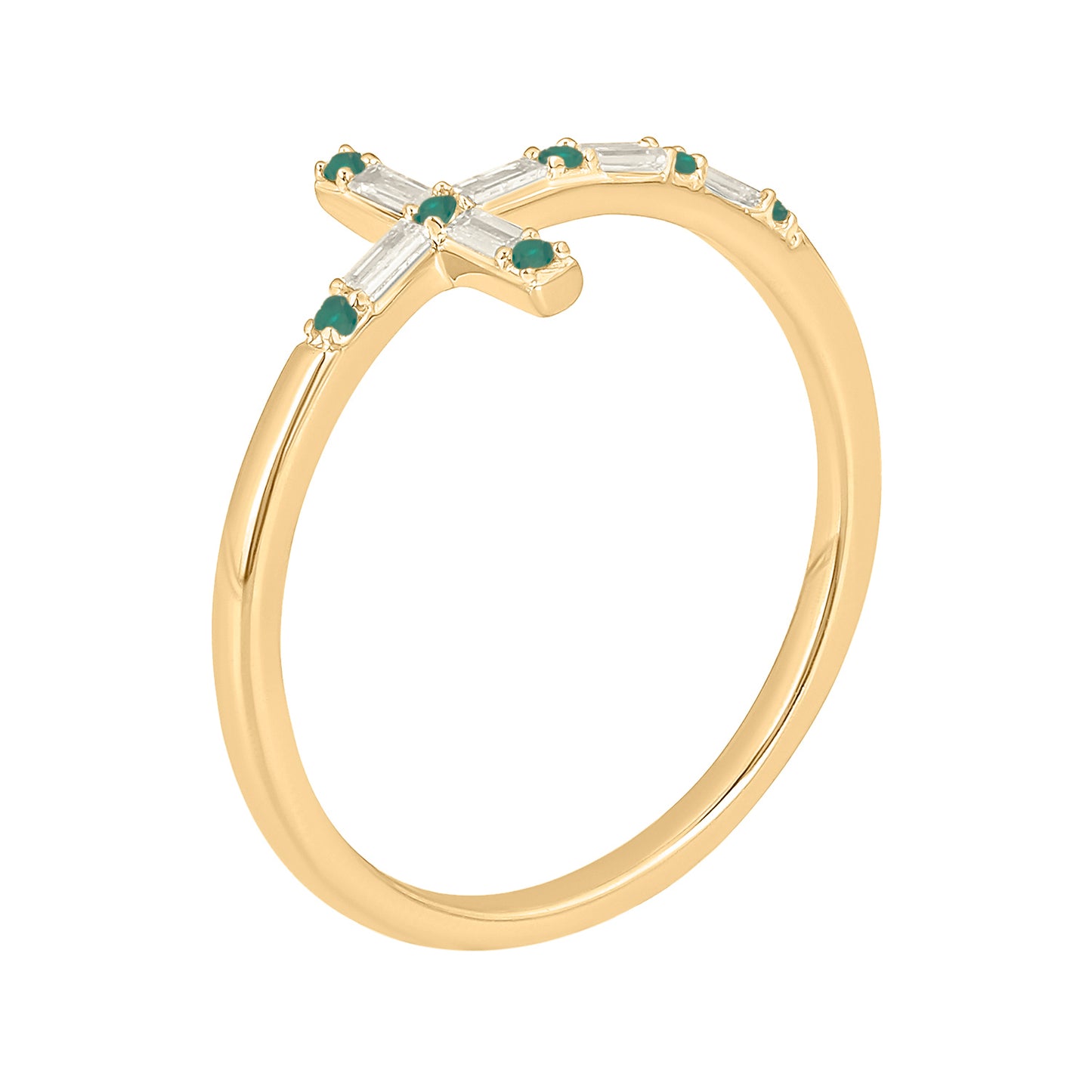 Diamond & Gemstone Cross Ring in 14K Gold