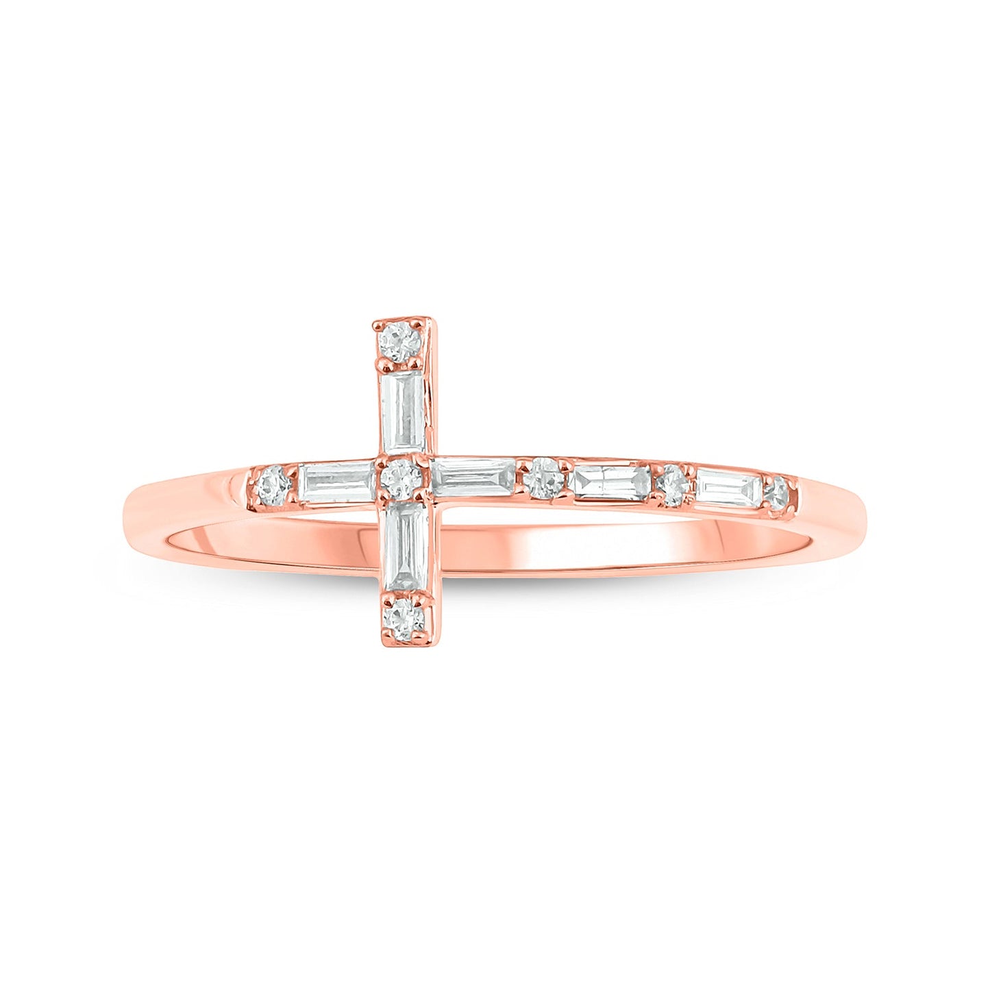 14K Gold & Diamond Cross Ring